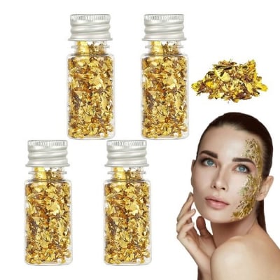 Picture of 24K Gold and Silver Leaf Flakes for Food Decoration, Cooking, & Spa - Gold /Silver 1mg per box - Gold/silver