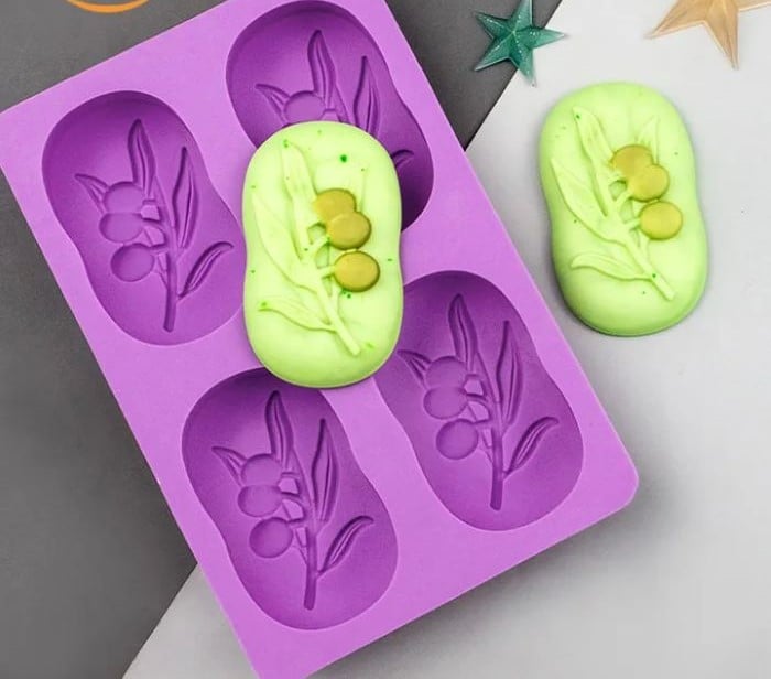 Picture of Soap Mold 4 DIY Decoration Silicone 3D Mooncake Mold - Purple