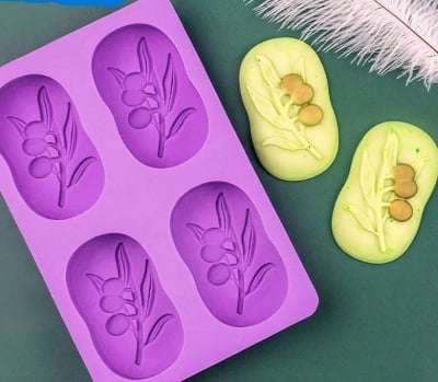 Picture of Soap Mold 4 DIY Decoration Silicone 3D Mooncake Mold - Purple
