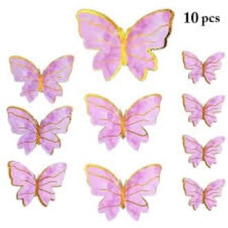 Picture of Purple 10Pcs/ 3D Cake Topper  Butterfly Dorations for Butterfly Birthday Party Cupcake Toppers DIY Wall Decor - Purple