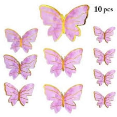 Picture of Purple 10Pcs/ 3D Cake Topper  Butterfly Dorations for Butterfly Birthday Party Cupcake Toppers DIY Wall Decor - Purple