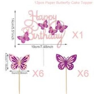 Picture of Purple 10Pcs/ 3D Cake Topper  Butterfly Dorations for Butterfly Birthday Party Cupcake Toppers DIY Wall Decor - Purple