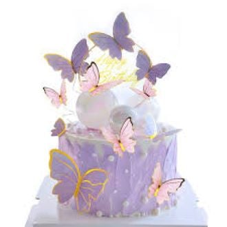 Picture of Purple 10Pcs/ 3D Cake Topper  Butterfly Dorations for Butterfly Birthday Party Cupcake Toppers DIY Wall Decor - Purple