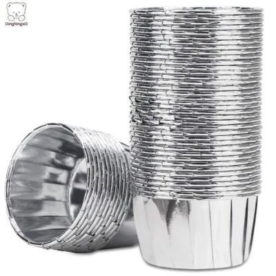 Picture of 50pcs silver  foil paper muffin cup cake kitchen baking supplies - Silver
