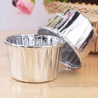 Picture of 50pcs silver  foil paper muffin cup cake kitchen baking supplies - Silver