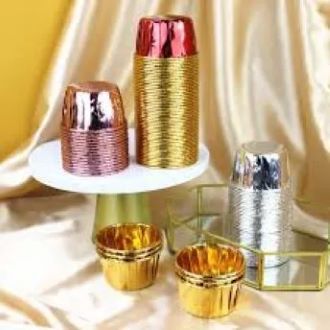Picture of 50pcs Gold foil paper muffin cup cake kitchen baking supplies - Gold