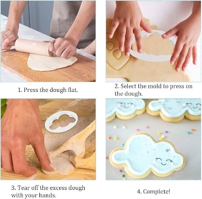 Picture of 5Pcs/set Fondant Cutter Cloud Plastic Cake cookie biscuit Cutter Fondant Mold Fondant Cake Decorating Tools Sugar craft - White