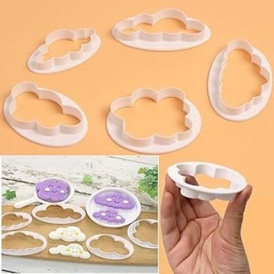 Picture of 5Pcs/set Fondant Cutter Cloud Plastic Cake cookie biscuit Cutter Fondant Mold Fondant Cake Decorating Tools Sugar craft - White
