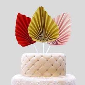 Picture of 1pcs Boho Vintage handmade Paper Palm Leaves Cake Topper Cake Decoration Baking Accessories
