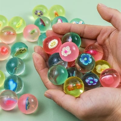 Picture of 2 Pcs Small Bouncy Balls for Kids, 1 inch Rubber Bouncy Balls Bulk Small Rubber Balls Mini Bouncing Ball 25mm Assorted High Bounce Rubber Ball for Birthday Party - Multicolor
