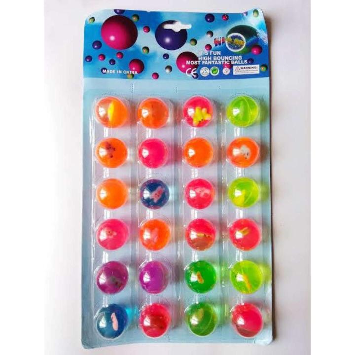 Picture of 2 Pcs Small Bouncy Balls for Kids, 1 inch Rubber Bouncy Balls Bulk Small Rubber Balls Mini Bouncing Ball 25mm Assorted High Bounce Rubber Ball for Birthday Party - Multicolor