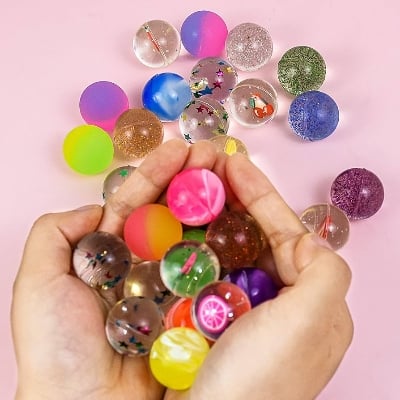 Picture of 2 Pcs Small Bouncy Balls for Kids, 1 inch Rubber Bouncy Balls Bulk Small Rubber Balls Mini Bouncing Ball 25mm Assorted High Bounce Rubber Ball for Birthday Party - Multicolor
