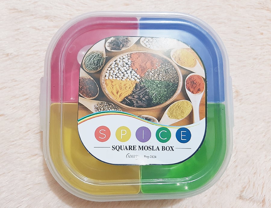 Picture of Fresh spice Mosola Square Box Vorta Box with 4 pieces Bati - Multicolor