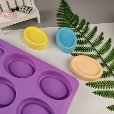 Picture of 15 Holes Oval Donut Toast Silicone Cake Baking Pan Muffin Cups Bar Soap Mould Biscuit Chocolate Ice Cube Tray Cake DIY Mold - Multicolor