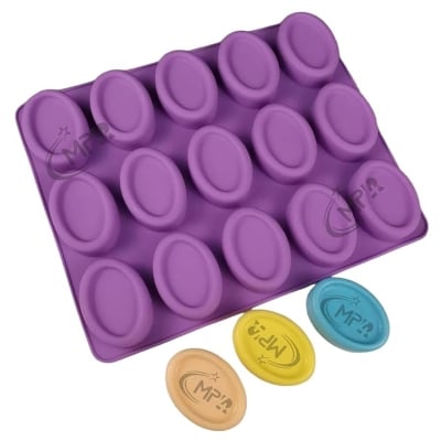 Picture of 15 Holes Oval Donut Toast Silicone Cake Baking Pan Muffin Cups Bar Soap Mould Biscuit Chocolate Ice Cube Tray Cake DIY Mold - Multicolor