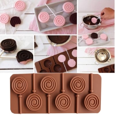 Picture of Non-stick Lollipop silicone mold Versatile Flexible Silicone Chewing gum mold Easy to clean Marzipan mold for Baking Candy making Pastry decorating Kitchen tool Home baking enthusiasts - Brown