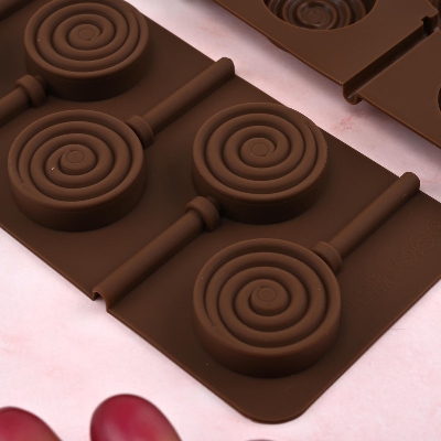 Picture of Non-stick Lollipop silicone mold Versatile Flexible Silicone Chewing gum mold Easy to clean Marzipan mold for Baking Candy making Pastry decorating Kitchen tool Home baking enthusiasts - Brown