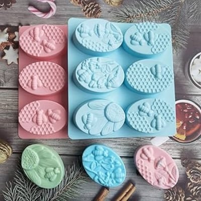 Picture of 6 Honeycomb-shaped Silicone Soap Molds Donut Toast Silicone Cake Baking Pan Muffin Cups Flowers and Honeycomb-shaped DIY Cake Molds Baking Molds - Multicolor