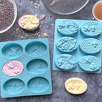 Picture of 6 Honeycomb-shaped Silicone Soap Molds Donut Toast Silicone Cake Baking Pan Muffin Cups Flowers and Honeycomb-shaped DIY Cake Molds Baking Molds - Multicolor
