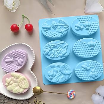 Picture of 6 Honeycomb-shaped Silicone Soap Molds Donut Toast Silicone Cake Baking Pan Muffin Cups Flowers and Honeycomb-shaped DIY Cake Molds Baking Molds - Multicolor