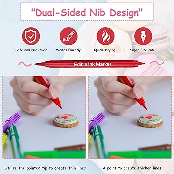 Picture of Edible (Red) Food Color Markers, Food Grade pen, for Decorating Fondant,Cakes, Cookies - Red