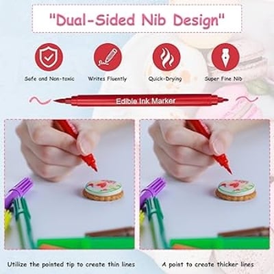 Picture of Edible (Red) Food Color Markers, Food Grade pen, for Decorating Fondant,Cakes, Cookies - Red