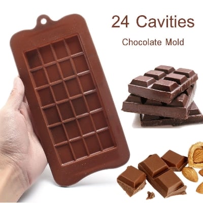 Picture of Rectangle Silicone Chocolate Mould (24 hole) - Brown