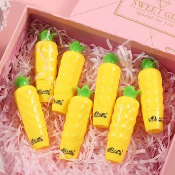 Picture of 6 pcs Cute Pineapple Design Lip Balm Fruit Flavored Clear Moisturizing Lip Balm Set Kids Girls Lips Care Party Gifts