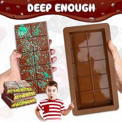 Picture of Big 8 hole Squre Silicone Chocolate Bar Mould - Multicolor