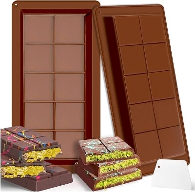 Picture of Big 8 hole Squre Silicone Chocolate Bar Mould - Multicolor