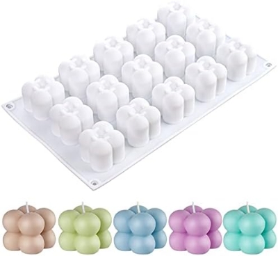 Picture of 15 Cavity Bubble Candle Mould Silicone Mold Mini Molds Art Crafts Resin Soap Chocolate Wax Moulds Cube Moulds