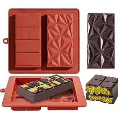 Picture of 8 hole Squre+Dubai Chocolate Bar Mould Dubai Kunafa Pistachio Chocolate Bar Diamond - Multicolor