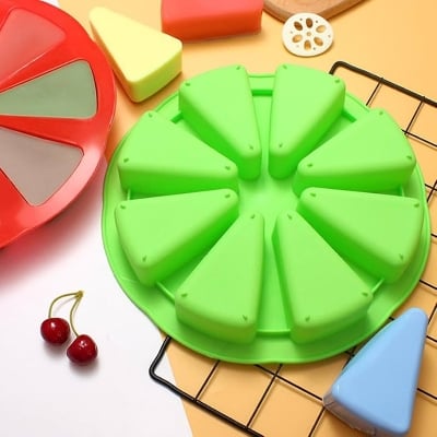 Picture of Silicone Scone Pan/Cakes Slices Mold/Triangle Cavity Cake Pan, Pizza Slices Pan,Cornbread Brownies Muffins And Soap Mould,for Oven and Instant Pot DIY Baking Too - Multicolor