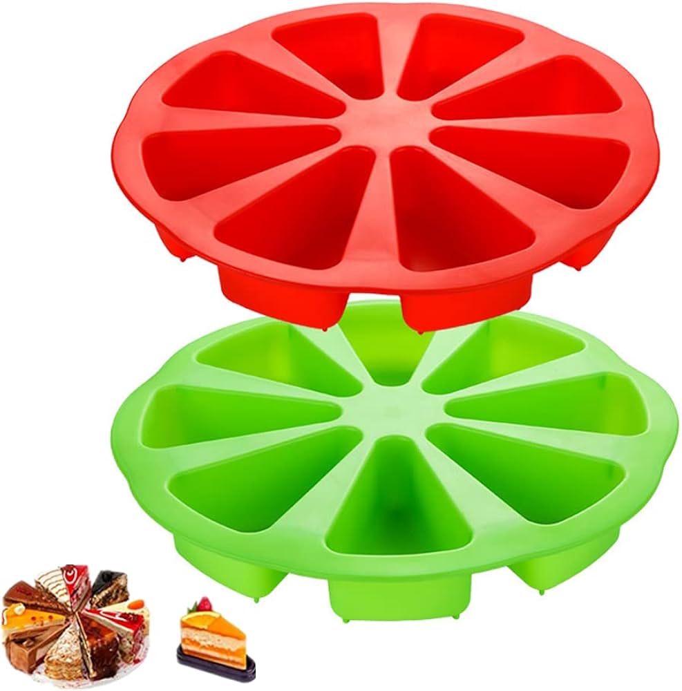 Picture of Silicone Scone Pan/Cakes Slices Mold/Triangle Cavity Cake Pan, Pizza Slices Pan,Cornbread Brownies Muffins And Soap Mould,for Oven and Instant Pot DIY Baking Too - Multicolor
