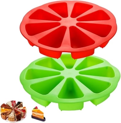 Picture of Silicone Scone Pan/Cakes Slices Mold/Triangle Cavity Cake Pan, Pizza Slices Pan,Cornbread Brownies Muffins And Soap Mould,for Oven and Instant Pot DIY Baking Too - Multicolor