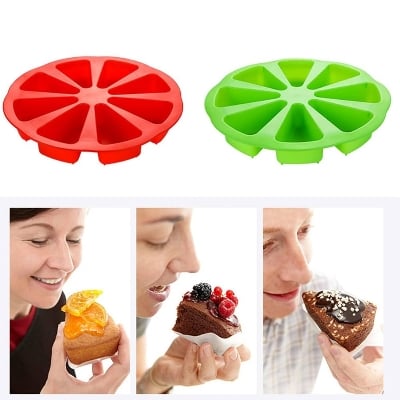 Picture of Silicone Scone Pan/Cakes Slices Mold/Triangle Cavity Cake Pan, Pizza Slices Pan,Cornbread Brownies Muffins And Soap Mould,for Oven and Instant Pot DIY Baking Too - Multicolor
