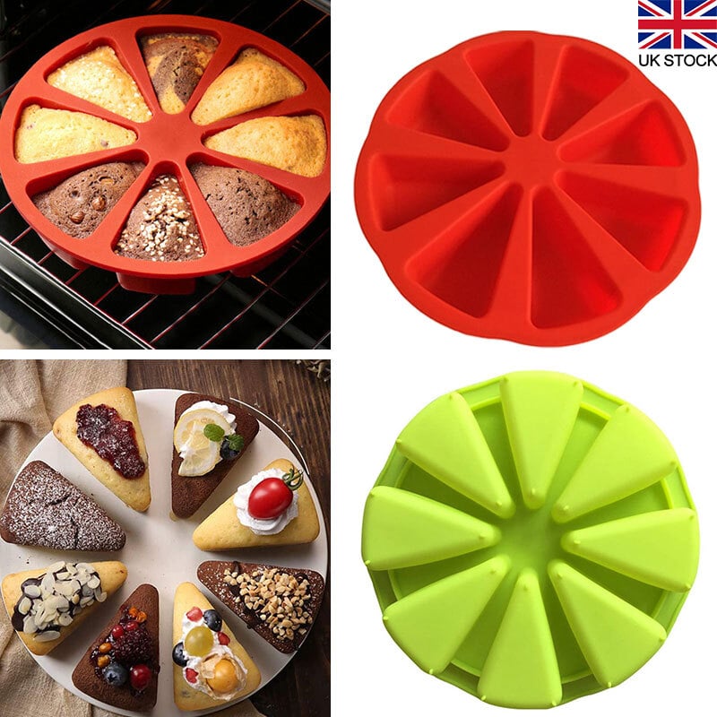 Picture of Silicone Scone Pan/Cakes Slices Mold/Triangle Cavity Cake Pan, Pizza Slices Pan,Cornbread Brownies Muffins And Soap Mould,for Oven and Instant Pot DIY Baking Too - Multicolor