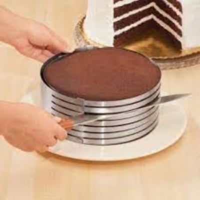 Picture of Layer Cake Slicer Adjustable 24-30 cm Stainless Steel Round Bread Layer Cake Cutter Mold,Baking Tool Kit Set for Cake Lover. (Silver) - Silver