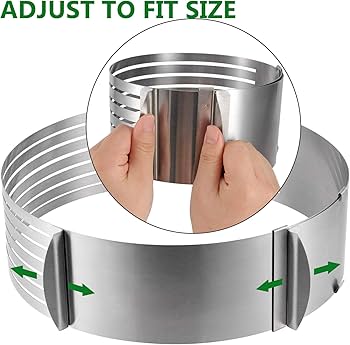 Picture of Layer Cake Slicer Adjustable 24-30 cm Stainless Steel Round Bread Layer Cake Cutter Mold,Baking Tool Kit Set for Cake Lover. (Silver) - Silver