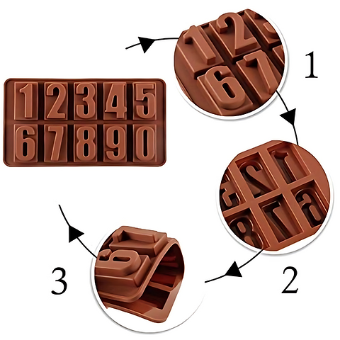 Picture of Numbers Symbol Silicone Mold - Multicolor