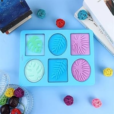 Picture of (Round And Square Leaf) Silicone Soap Mold Handmade Soap Making Supplies Diy Plaster Resin Candle Material Kit Cake Baking Tools Encounter - Multicolor