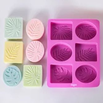Picture of (Round And Square Leaf) Silicone Soap Mold Handmade Soap Making Supplies Diy Plaster Resin Candle Material Kit Cake Baking Tools Encounter - Multicolor