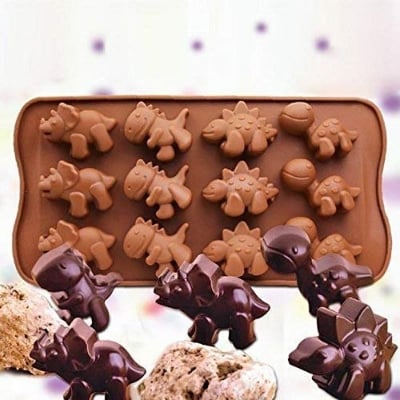 Picture of Dinosaur Silicone Chocolate Making Molds - Brown