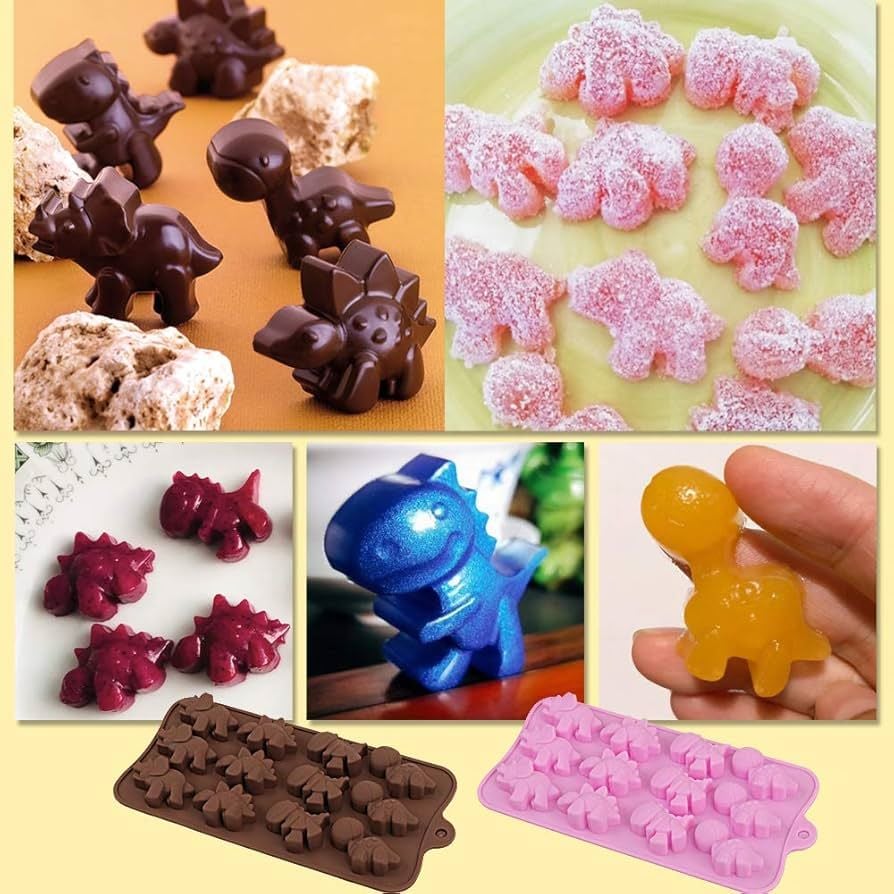Picture of Dinosaur Silicone Chocolate Making Molds - Brown