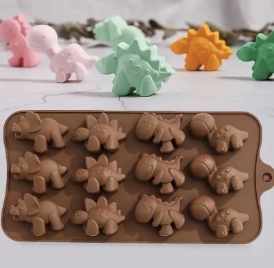 Picture of Dinosaur Silicone Chocolate Making Molds - Brown