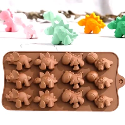 Picture of Dinosaur Silicone Chocolate Making Molds - Brown