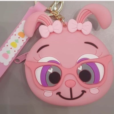 Picture of Trendy Bunny Silicone Coin Purse Keychain - Multicolor
