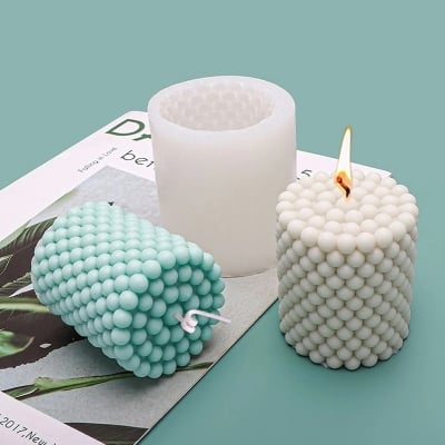 Picture of Silicone Molds Candle Molds Blooming Flower Candle Mould Cylinder Soap Mold Resin Casting Mold 3D Round Flower Resin Molds Silicone Mold for Home Decoration Crafts Supplies