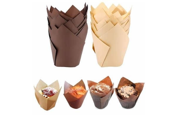 Picture of 50 Pieces Tulip Cupcake Liner Baking Cups Paper Cupcake and Muffin Baking Cups for Weddings and Birthday - Multicolor
