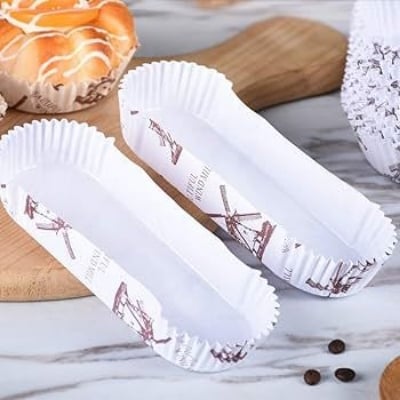 Picture of 100 pcs নৌকা আকৃতির পেপার বেকিং কাপ - উচ্চ তাপমাত্রা প্রতিরোধী - Multicolor